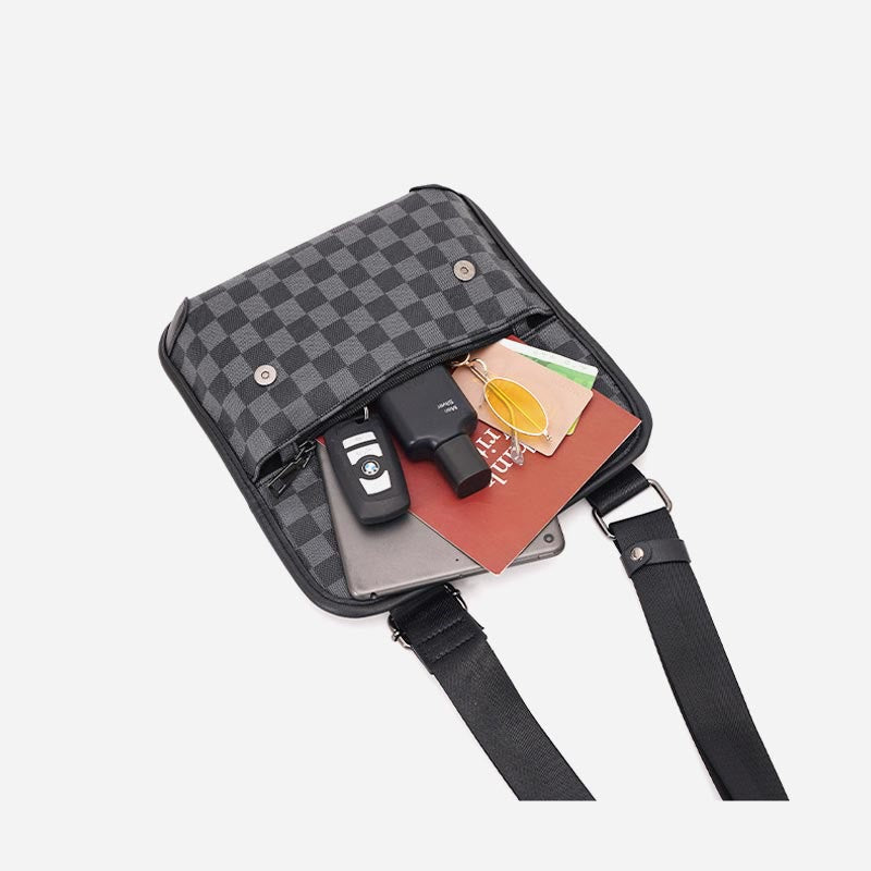 Umhängetasche für Unisex, minimalistische, quadratische Schultertasche aus PU-Leder