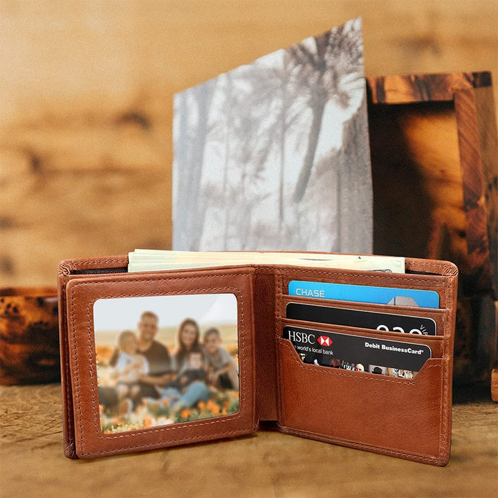 Retro Triple Fold Wallet Herren Dünne Leder Geldbörse