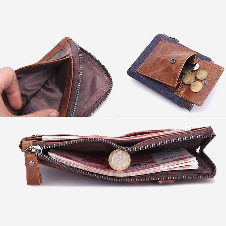 Vintage Leder Geldbörse Super geräumige bifold Kurze Geldbörse für Männer