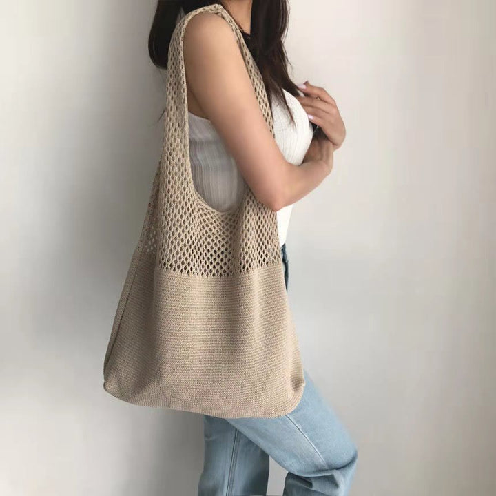 Einkaufstasche für Frauen im ethnischen Stil aus Wolle gestrickte Schultertasche