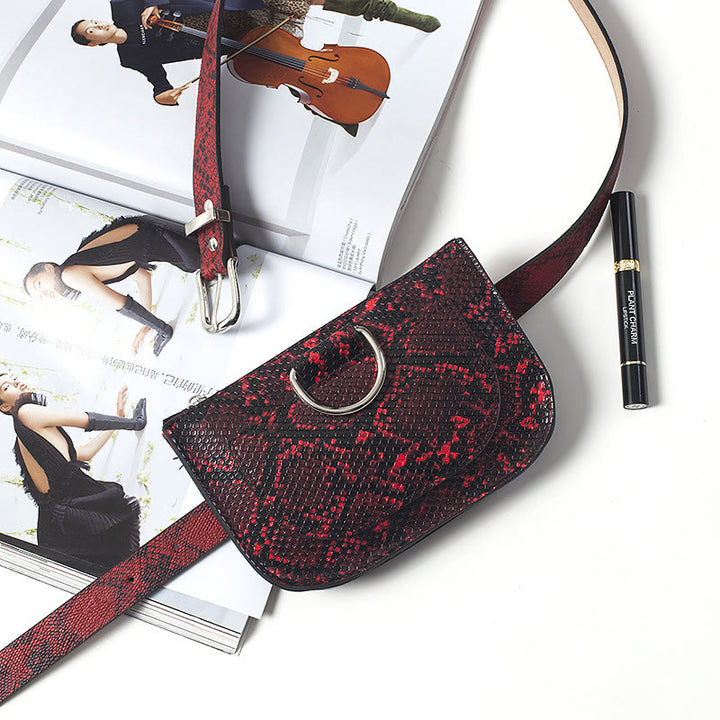 Mini-Gürteltasche für Damen aus Schlangenhaut-Garnleder