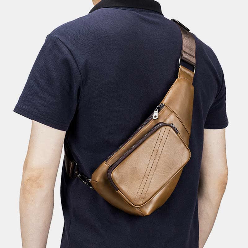 Kleine Schultertasche aus echtem Leder, Umhängetasche, Brusttasche