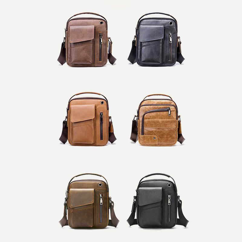 Messenger Bag für Herren, mehrere Taschen, echtes Leder, Business-Umhängetasche