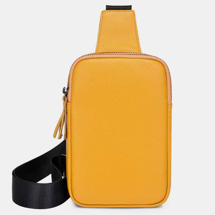Schultertasche aus echtem Leder mit doppeltem Reißverschluss für Damen, wasserdichte Umhängetasche für Handys