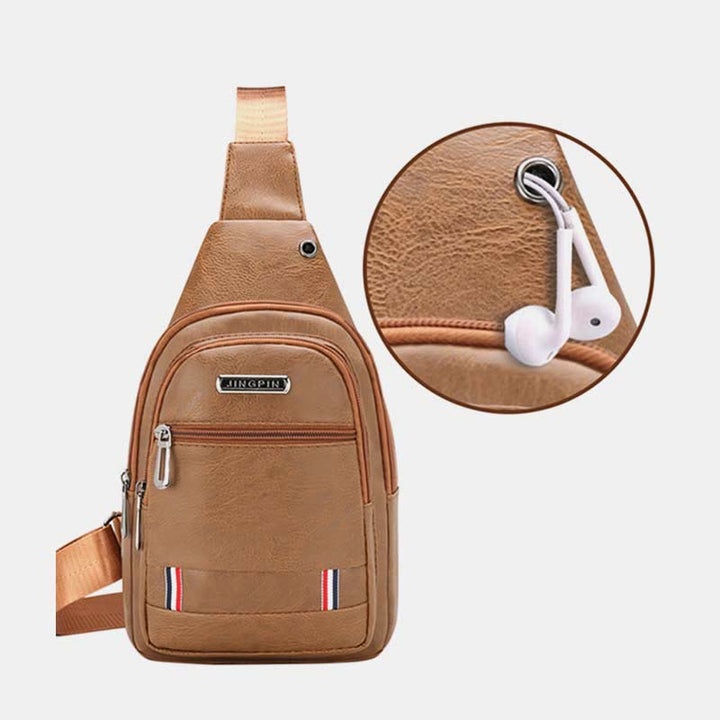 Sling Bag für Herren, wasserdichte Business-Umhängetasche aus braunem Leder