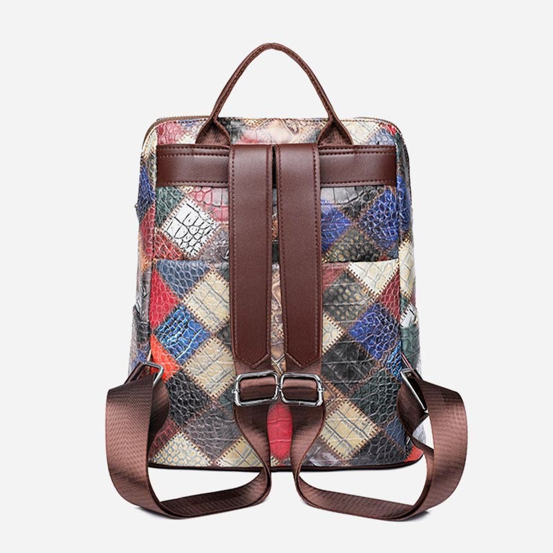 Rucksack für Frauen, Farbe Mosaik, einfaches Gittermuster, Reisetasche