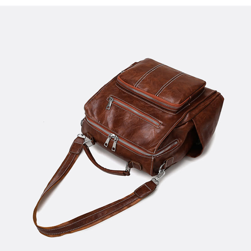 Rucksack für Damen, großes Fassungsvermögen, kleiner Rucksack aus weichem PU-Leder