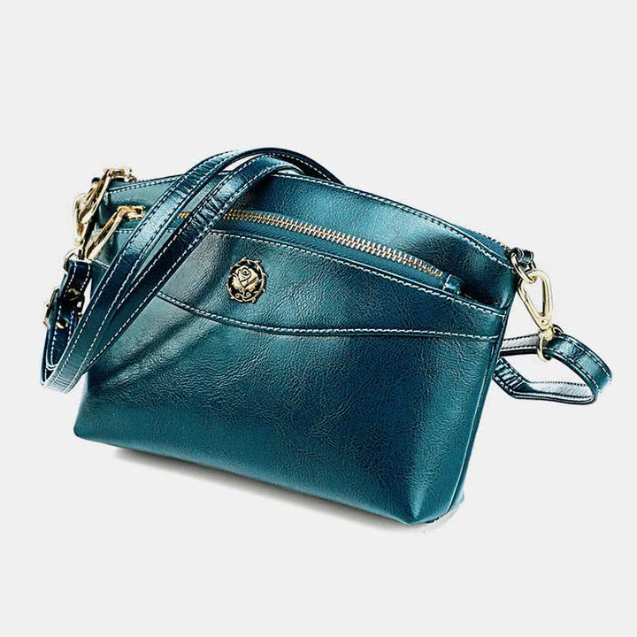 Retro-Umhängetasche aus echtem Leder für Damen, geräumige kleine Handytasche