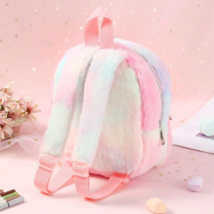 Rucksack für Frauen Einhorn pelzigen niedlichen Cartoon Kleinkinder Kinder Schultasche