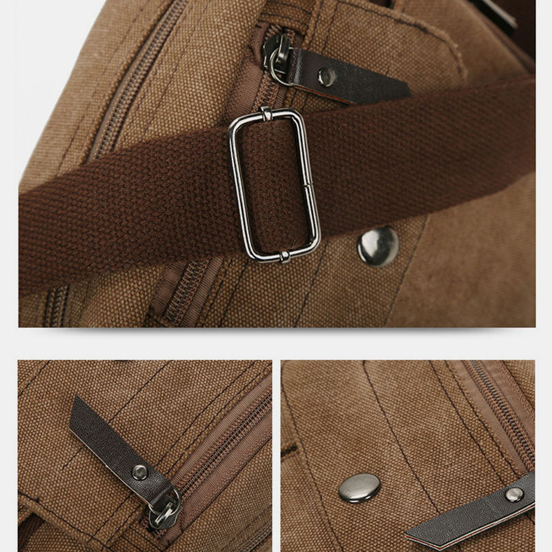 Kleine Umhängetasche für Herren mit mehreren Fächern, Reisetasche aus Canvas