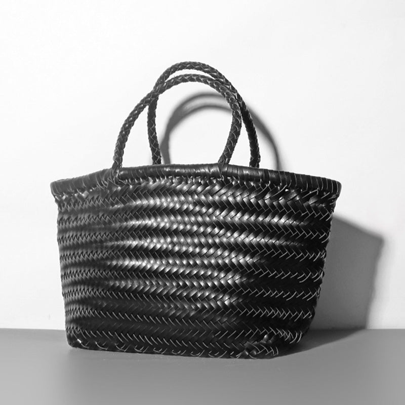 Damen Handtasche aus weichem PU-Leder, gewebt, handgefertigt, Sommer-Umhängetasche