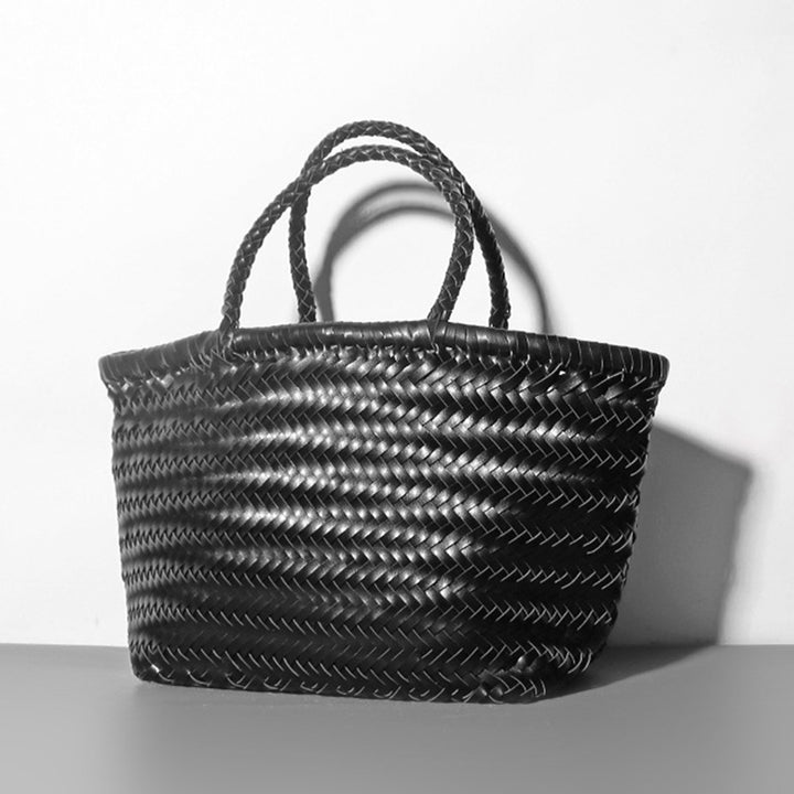 Damen Handtasche aus weichem PU-Leder, gewebt, handgefertigt, Sommer-Umhängetasche