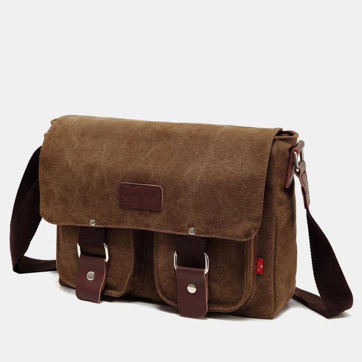 Canvas-Umhängetasche für Herren, mehrere Taschen, Vintage-Umhängetasche