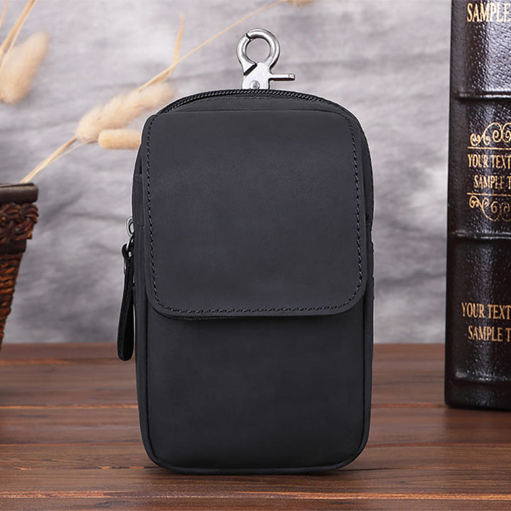 Gürteltasche für Herren, Retro-Stil, echtes Leder, zum Aufhängen, EDC-Tasche