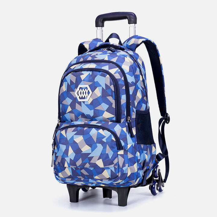 Schultasche mit Rollenden Rädern für Jungen und Mädchen, bunt bedruckter Rucksack