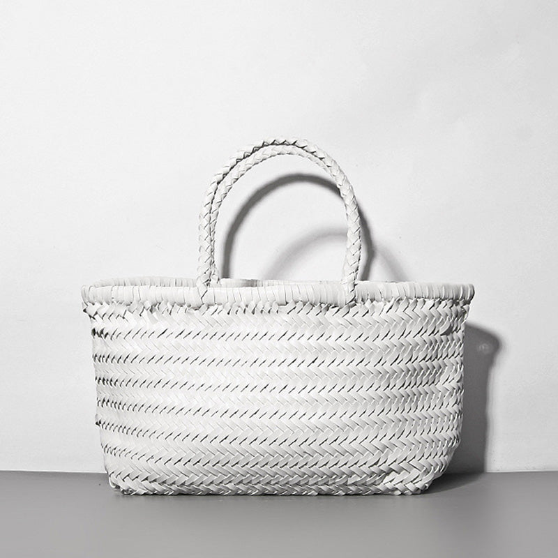 Damen Handtasche aus weichem PU-Leder, gewebt, handgefertigt, Sommer-Umhängetasche