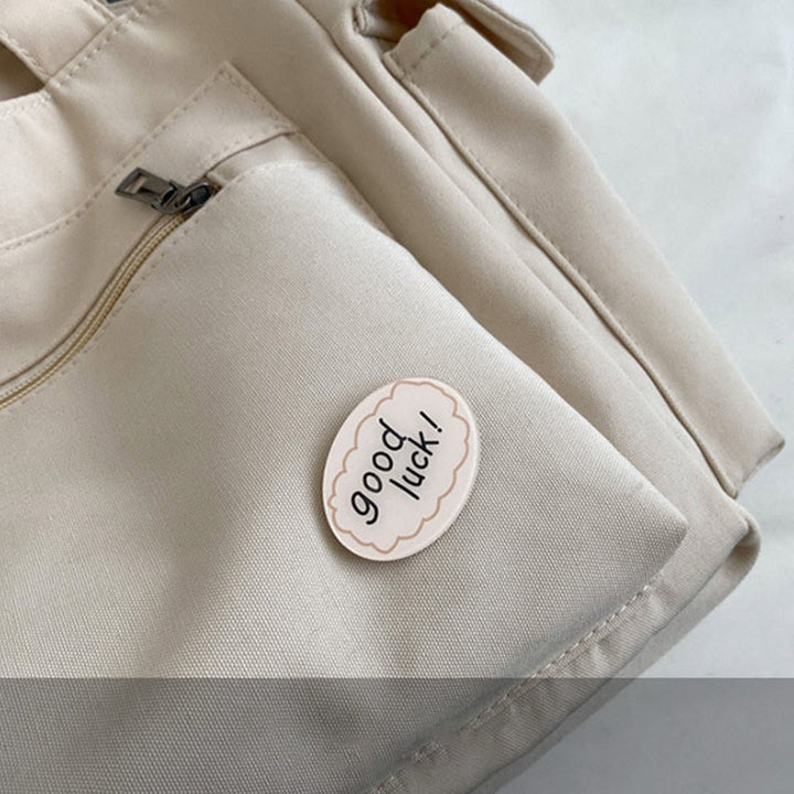 Tragetasche für Damen, schlichte Schultertasche mit Abzeichen-Dekor