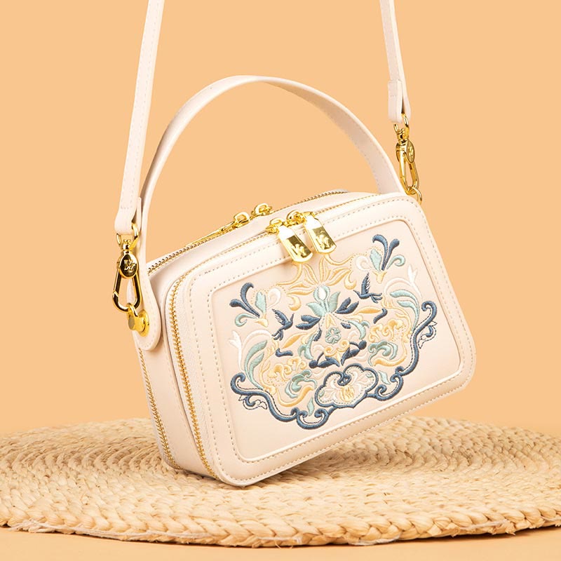 Top-Griff-Tasche für Frauen Vintage Stickerei Folk-Custom Shopping Umhängetasche