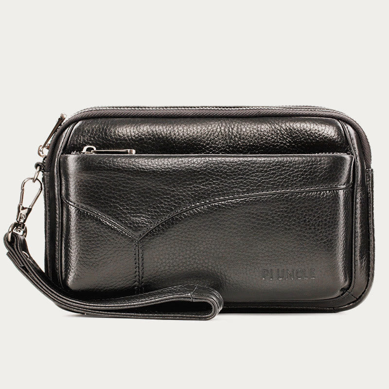 Echtes Leder Clutch Portemonnaie Geräumige Organisierte Handgelenk Geldbörse Fit 7,9" Handy