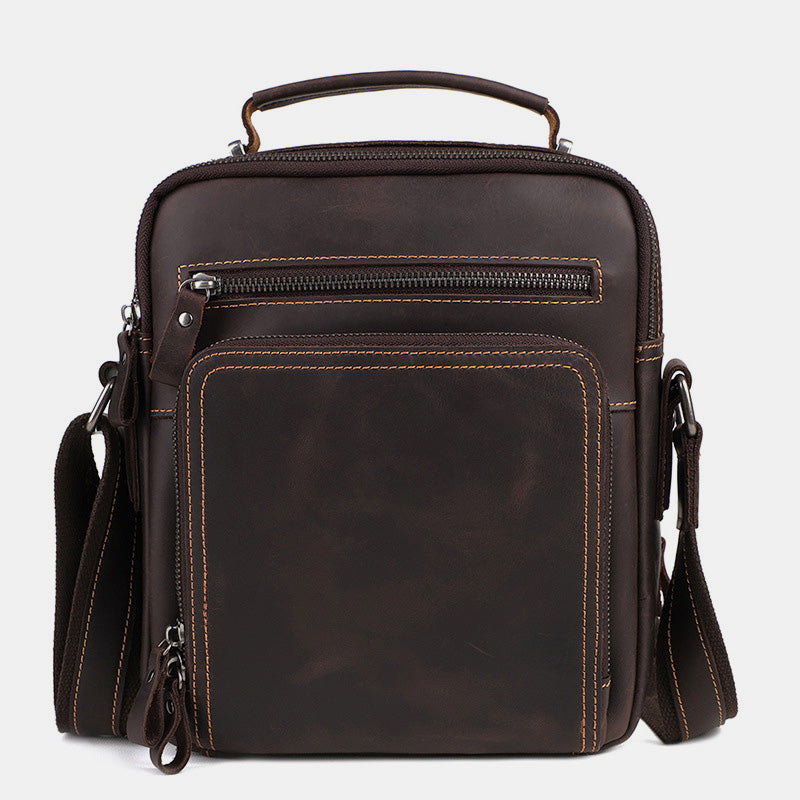 Kleine Umhängetasche für Herren, mehrere Taschen, echtes Leder, Umhängetasche