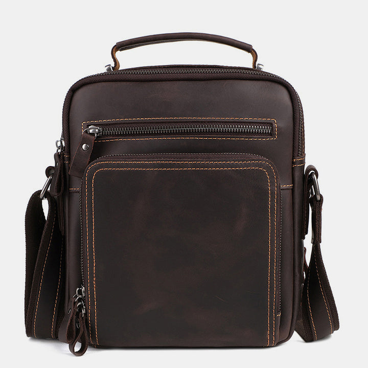 Kleine Umhängetasche für Herren, mehrere Taschen, echtes Leder, Umhängetasche