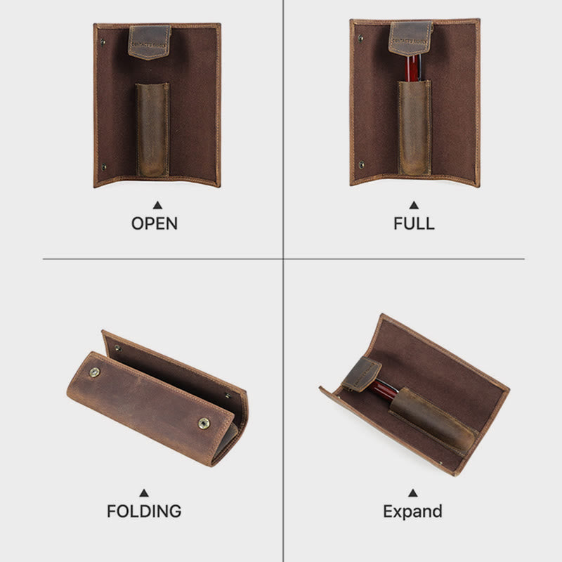 Federmäppchen fürs Business Vintage Echtleder schlichtes Stiftemäppchen