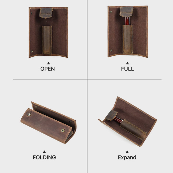 Federmäppchen fürs Business Vintage Echtleder schlichtes Stiftemäppchen