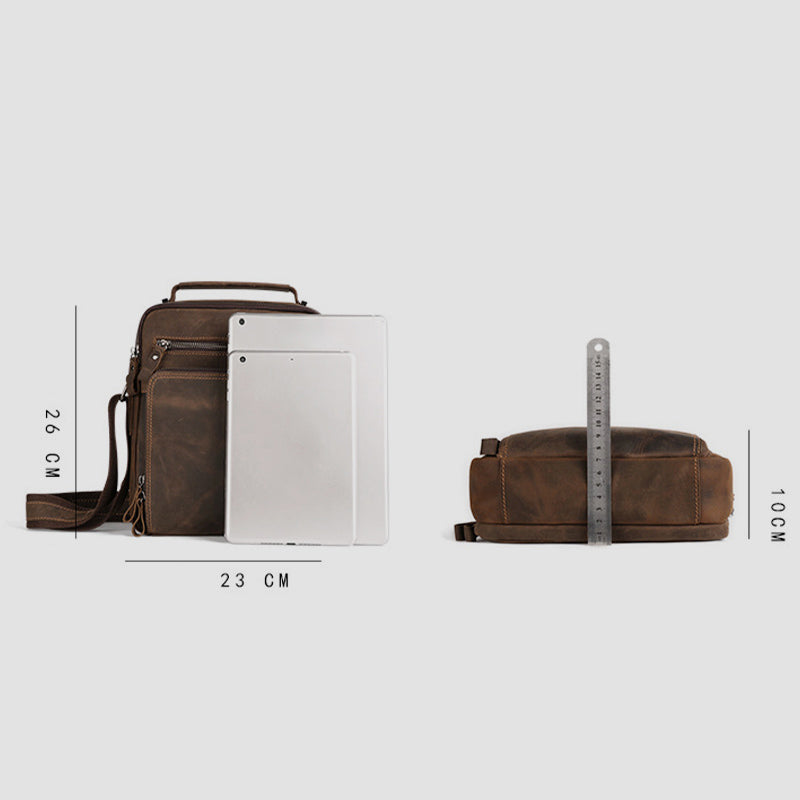 Kleine Umhängetasche für Herren, mehrere Taschen, echtes Leder, Umhängetasche