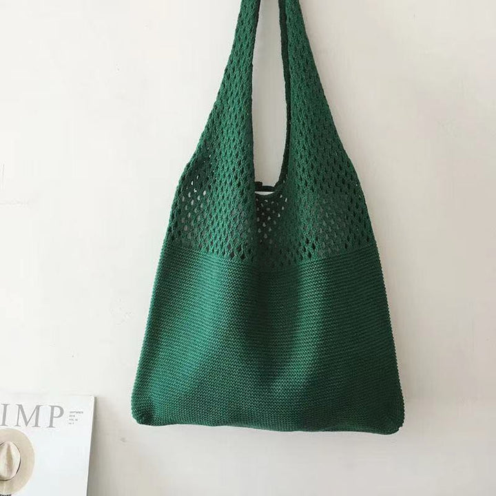 Einkaufstasche für Frauen im ethnischen Stil aus Wolle gestrickte Schultertasche
