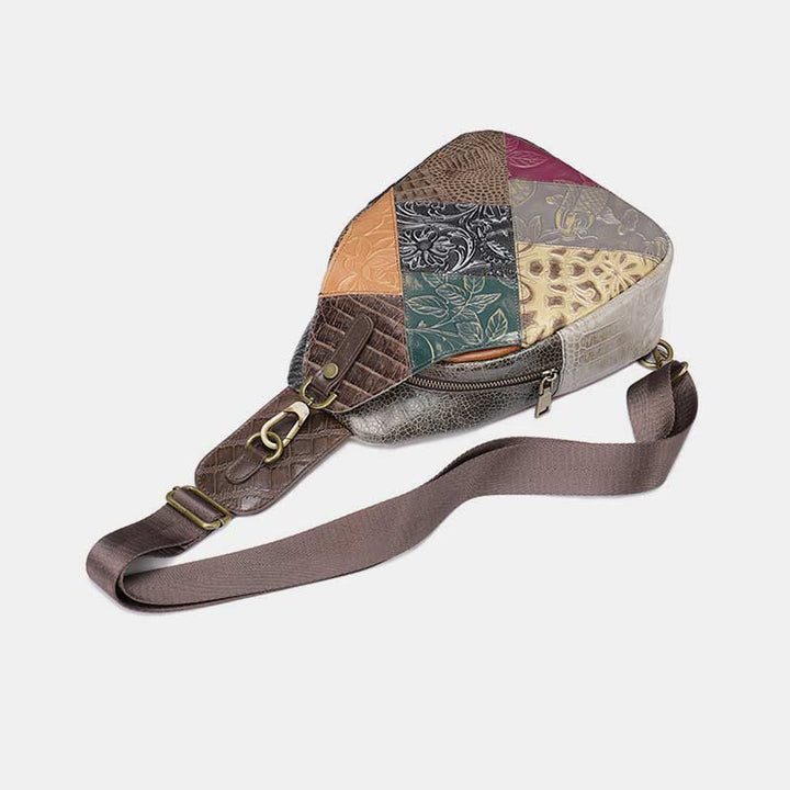 Schultertasche für Damen, Vintage, Folk-Custom, Leder, Reise-Umhängetasche
