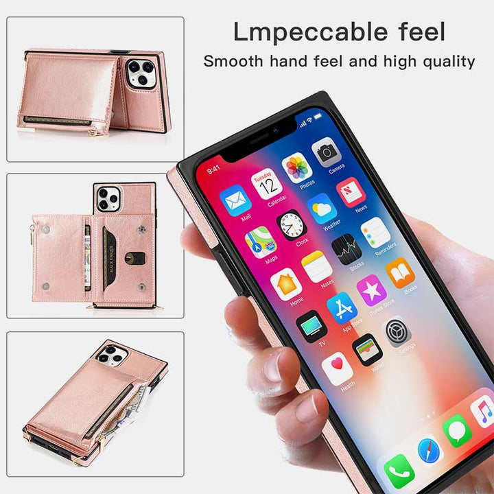 2-IN-1-Telefonhülle/Geldbörse für iPhone/Samsung mit Münzfach und Umhängegurt