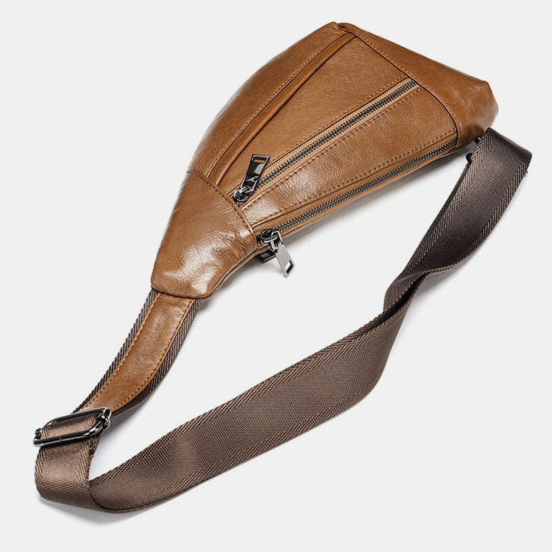 Schultertasche aus echtem Leder mit mehreren Taschen