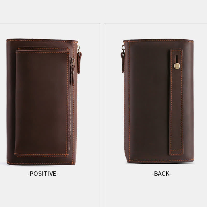 Große Kapazität Leder Männer Clutch Handtasche lange Brieftasche Handytasche