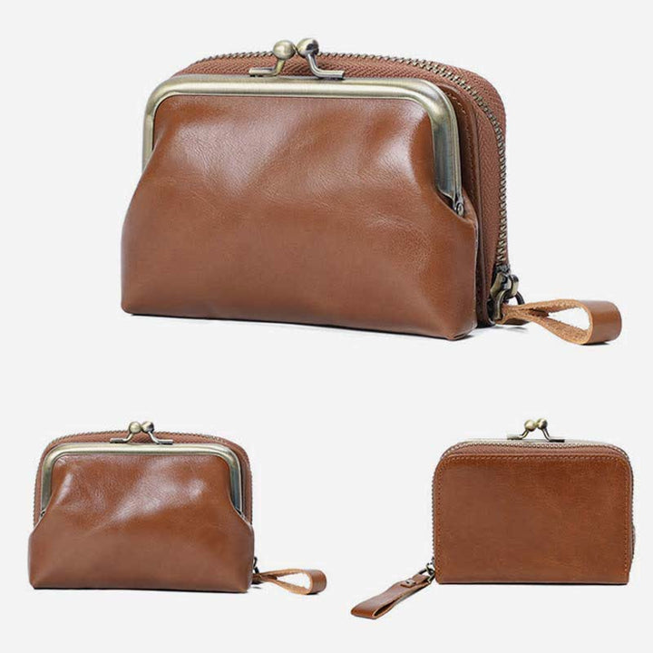 Geldbörse aus echtem Leder, Geldbörse mit abnehmbarer Tasche