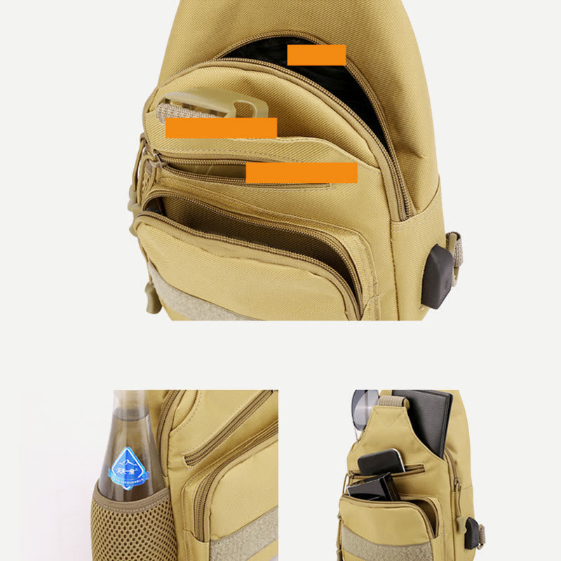 Schultertasche für Herren aus Canvas, lässig, sportlich, große Brusttasche