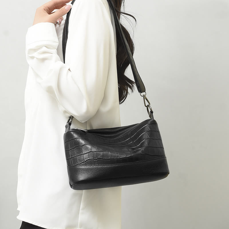 Einfache Umhängetasche für Damen mit Krokodildruck, Retro-Tagestasche