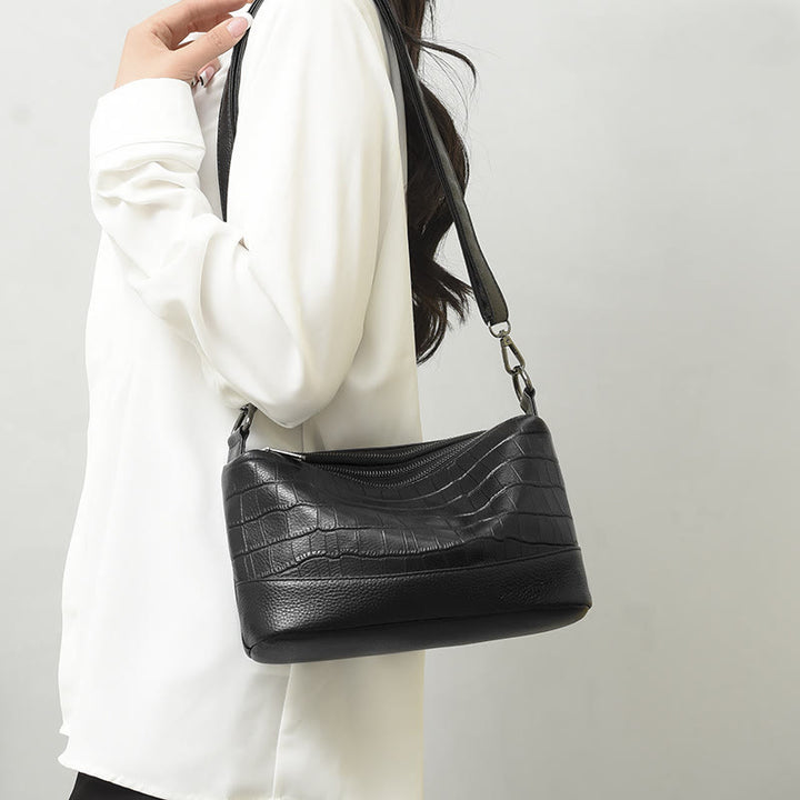 Einfache Umhängetasche für Damen mit Krokodildruck, Retro-Tagestasche