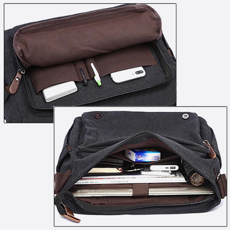 Messenger Bag für Herren, tragbar, großes Fassungsvermögen, Canvas, Business-Aktentasche