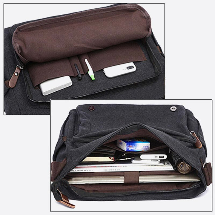 Messenger Bag für Herren, tragbar, großes Fassungsvermögen, Canvas, Business-Aktentasche