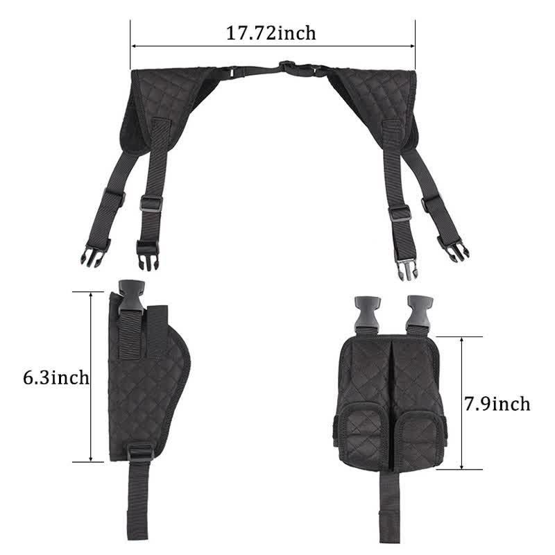 Concealment Horizontales Schulterholster aus schwarzem Nylon mit Magazintasche