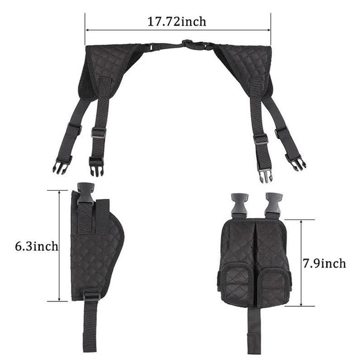 Concealment Horizontales Schulterholster aus schwarzem Nylon mit Magazintasche