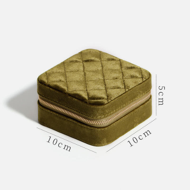 Aufbewahrungstasche für Damen, luxuriös, mit Spiegel, Mini-Schmuckkästchen - Olive - Kleiner Spiegel - image 7