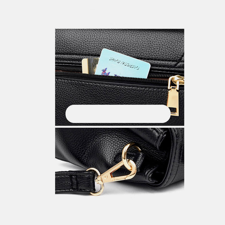 Doppelfach Top Griff Satchel Leder Umhängetasche Geldbörse Handtasche