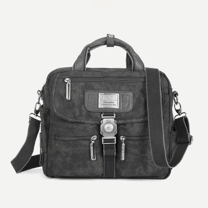 Umhängetasche für Herren, Vintage-Aktentasche aus Canvas mit großem Fassungsvermögen