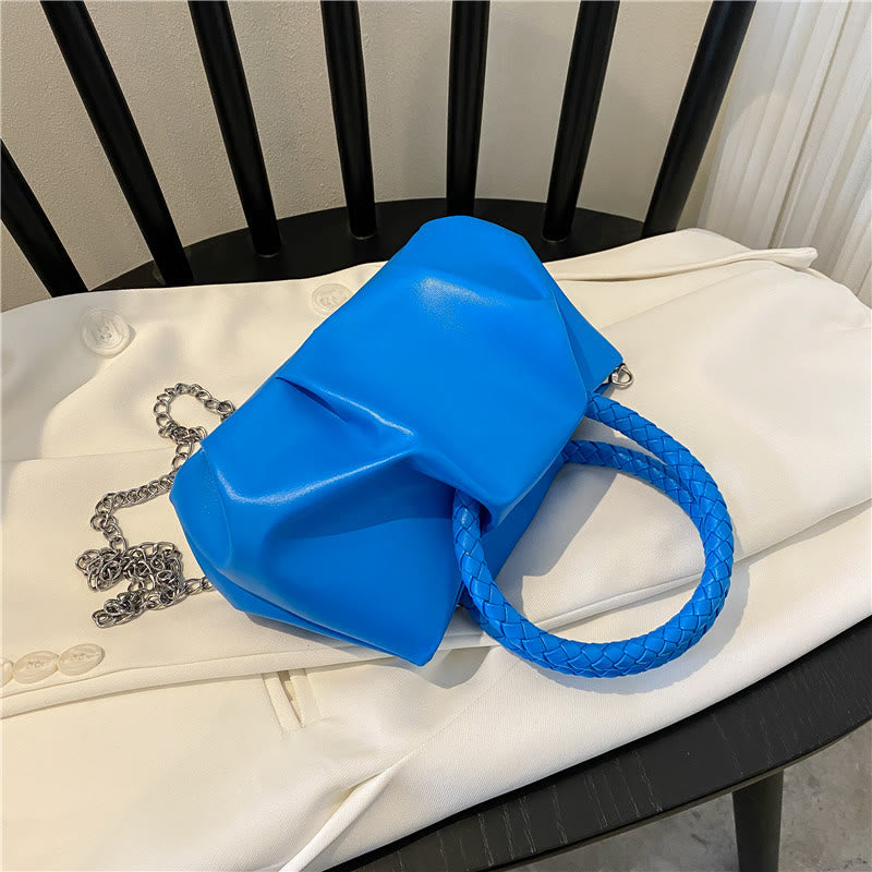 Umhängetasche für Damen, faltenförmig, Mini-Handtasche in Volltonfarbe