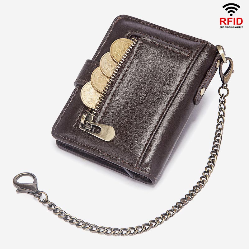 RFID Bifold Business Kurze Geldbörse mit Kette