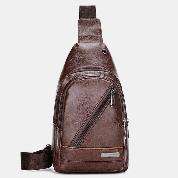 Leder-Umhängetasche für Herren, für Outdoor-Reisen, Brusttasche, Tagesrucksack