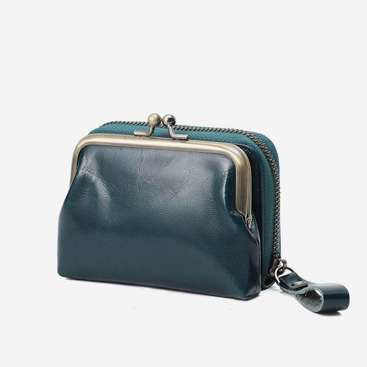 Retro-Kartenetui, Münzgeldbörse, Geldbörse, Mini-Handtasche mit Reißverschluss für Damen - Blau - image 20