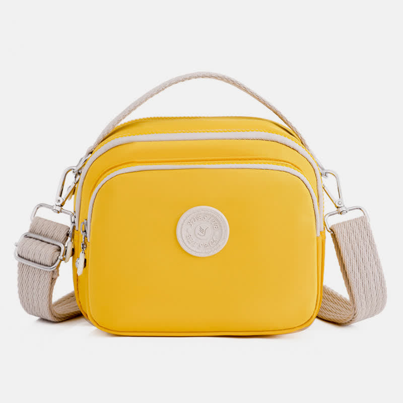Kleine Handtasche mit dreifachem Reißverschluss für Damen, leichte, wasserdichte Umhängetasche