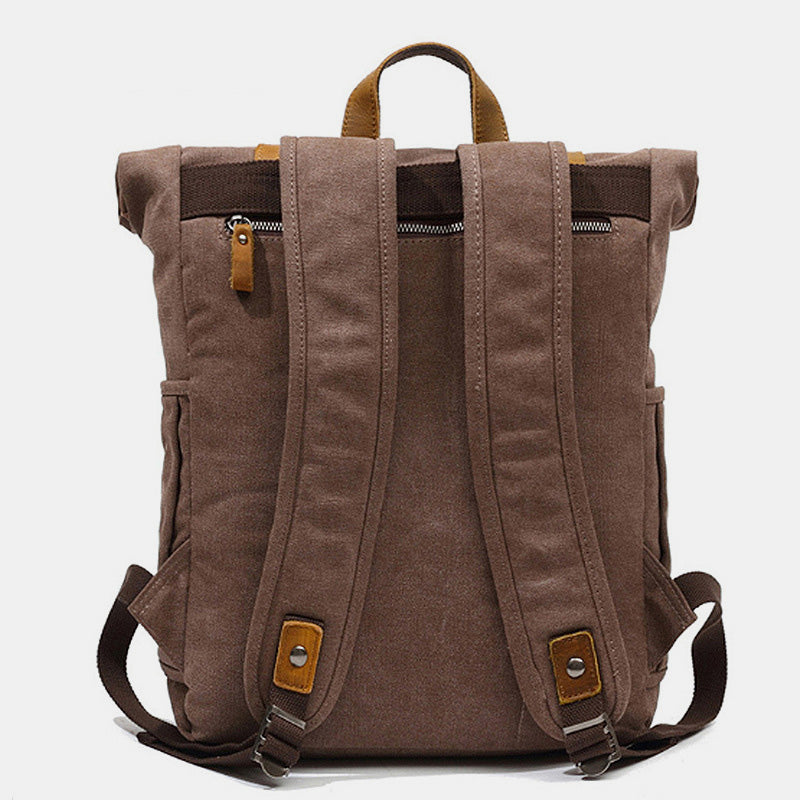 Unisex Canvas Leder Wandern Reise Rucksack Rucksack Schultasche Daypack